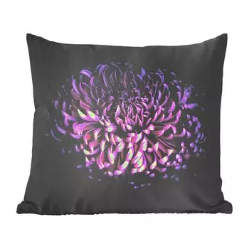 MuchoWow Декоративная подушка Диванная подушка Гостиная Декоративная подушка 50 x 50 см Листья фиолетового цветка на черном фоне - Чехлы на подушки - Украшение - Спальня