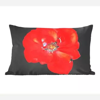 MuchoWow декоративная подушка диванная подушка гостиная декоративная подушка 50х30 см Картина красный пион на черном фоне - чехлы на диванные подушки - без наполнителя