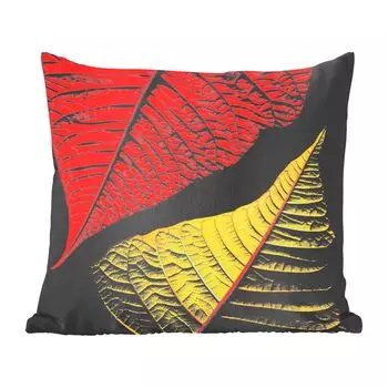 MuchoWow декоративная подушка диванная подушка гостиная декоративная подушка 40х40 см красные и зеленые листья на черном фоне - чехлы на диванные подушки - без наполнителя