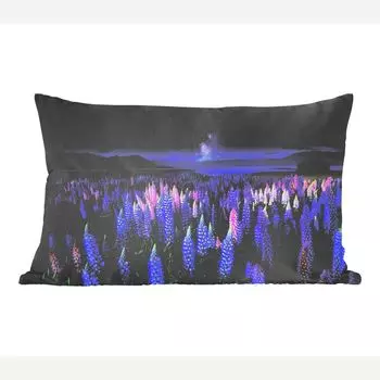 MuchoWow декоративная подушка диванная подушка гостиная декоративная подушка 50х30 см цветы - ночь - люпин - звездное небо - фиолетовый - природа - чехлы на диванные подушки - без наполнителя