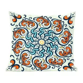 MuchoWow декоративная подушка диванная подушка гостиная декоративная подушка 40х40 см мандала - оранжевый - синий - узор - чехлы на диванные подушки - без наполнителя