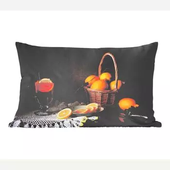 MuchoWow декоративная подушка диванная подушка гостиная декоративная подушка 50x30 см натюрморт - чай - лимон - живопись - искусство - чехлы на диванные подушки - без наполнителя