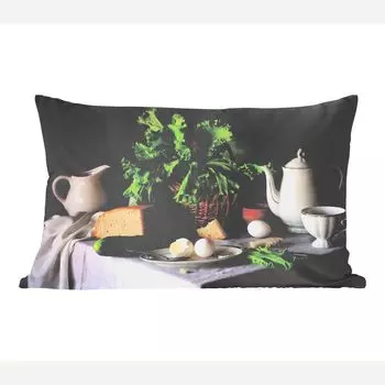 MuchoWow декоративная подушка диванная подушка гостиная декоративная подушка 50х30 см натюрморт - еда - чайник - сыр - кувшин - салат - яйца - чехлы на диванные подушки - без наполнителя