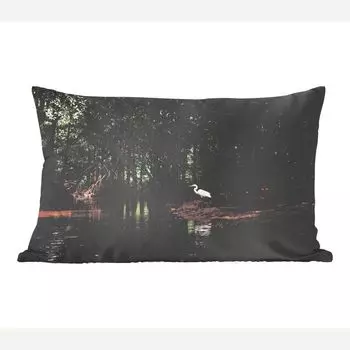 MuchoWow декоративная подушка диванная подушка гостиная декоративная подушка 50x30 см цапля - лес - озеро - чехлы на диванные подушки - без наполнителя