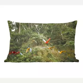 MuchoWow декоративная подушка диванная подушка гостиная декоративная подушка 50x30 см попугаи - мухи - лес - чехлы на диванные подушки - без наполнителя