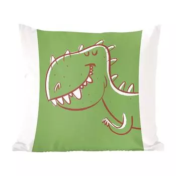 MuchoWow Dinosaur Illustration - Иллюстрация динозавра на зеленом фоне - 60x60 см - Чехол на подушку - хлопчатобумажная ткань - Декоративные чехлы на подушки