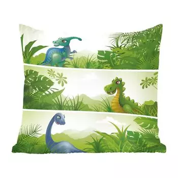 MuchoWow Dinosaur Illustration - Три иллюстрации милых динозавров - 40x40 см - Чехлы на диванные подушки - без наполнителя