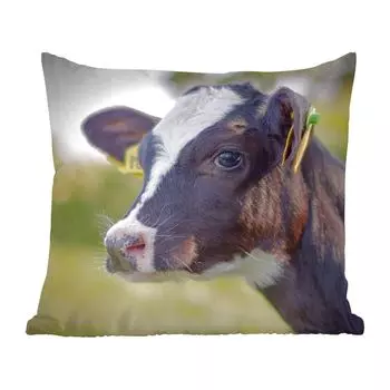 MuchoWow Фризская корова - Портрет теленка фризской коровы крупным планом - 45x45 см - Чехлы на подушки - Декоративные чехлы на подушки - Декоративные чехлы на подушки