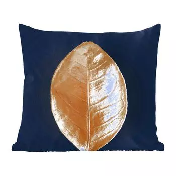 MuchoWow Golden Leaves - крупный план сусального золота на черном фоне - 60x60 см - чехол на подушку - хлопчатобумажная ткань - декоративные чехлы на подушки