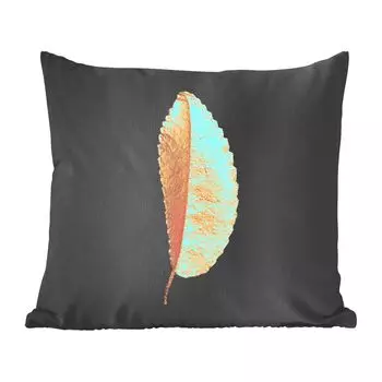 MuchoWow Golden Leaves - Сусальное золото на черном фоне - 60х60 см - чехол на подушку - хлопчатобумажная ткань - декоративные чехлы на подушки