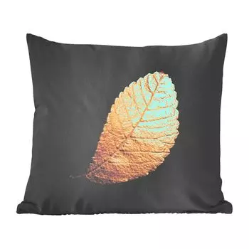 MuchoWow Golden Leaves - Журнал «Золото на черном фоне» - 60x60 см - Чехол на подушку - Хлопчатобумажная ткань - Декоративные чехлы на подушки