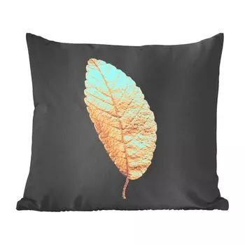 MuchoWow Golden Leaves - Золотой журнал на черном фоне - 60х60 см - чехол на подушку - хлопчатобумажная ткань - декоративные чехлы на подушки
