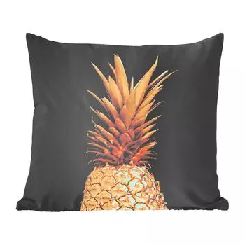 MuchoWow Golden Leaves - Золотые листья ананаса на черном фоне - 45x45 см - Чехлы для подушек - Декоративные чехлы для подушек - Декоративные чехлы для подушек