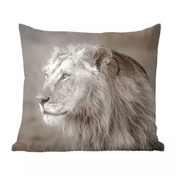 MuchoWow Lion в черно-белом цвете - Лев Wegkijkende - 45x45 см - чехлы на подушки - декоративные чехлы на подушки - декоративные чехлы на подушки