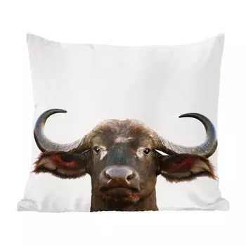 MuchoWow Магазин анималистических принтов - Буйвол - Портретный принт с животными для детской комнаты - 40x40 см - Чехлы на диванные подушки - без наполнителя