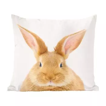 MuchoWow Магазин анималистических принтов - Кролик - Портретный животный принт для детской комнаты - 45x45 см - Чехлы на подушки - Декоративные чехлы на подушки - Декоративные чехлы на подушки