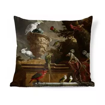 MuchoWow Melchior d'Hondecoeter - Зверинец - Картина Мельхиора д'Хондекутера - 60x60 см - Чехол на подушку - хлопчатобумажная ткань - Декоративные чехлы на подушки