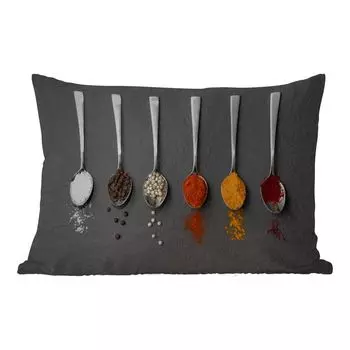 MuchoWow Подушка для улицы - специи - ложка - стол - деревенский - специи - 50x30 см - защита от атмосферных воздействий - подушка для отдыха - чехол для подушки - хлопчатобумажная ткань - декоративные чехлы для подушек, мультиколор