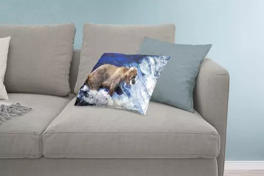 MuchoWow Predators - Медведь охотится в пруду - 60x40 см - Чехлы на подушки - Декоративные наволочки - Декоративные наволочки