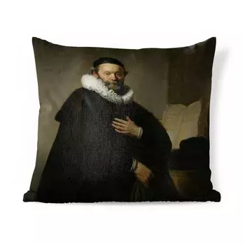 MuchoWow Рембрандт ван Рейн (Квадрат) - Портрет Джона Юттенбогерта - Картина Рембрандта ван Рейна - 45x45 см - Чехлы на подушки - Декоративные чехлы на подушки - Декоративные чехлы на подушки