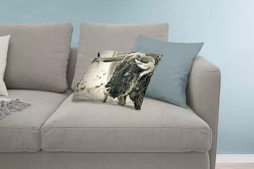 MuchoWow Scottish Highlanders - Шотландский горец в снегу в черно-белом цвете - 60x40 см - чехлы на подушки - декоративные чехлы на подушки - декоративные чехлы на подушки