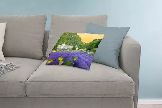 MuchoWow The Lavender - Оранжевый воздух над долиной цветущей лаванды - 60x40 см - Чехлы для подушек - Декоративные чехлы для подушек - Декоративные чехлы для подушек