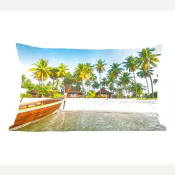 MuchoWow Tropical Beaches - Лодка на тропическом пляже в азиатском Таиланде - 60x40 см - Чехлы на подушки - Декоративные чехлы на подушки - Декоративные чехлы на подушки