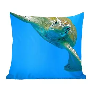 MuchoWow Turtle - фотопринт глаз с черепахой - 60x60 см - чехол на подушку - хлопчатобумажная ткань - декоративные чехлы на подушки