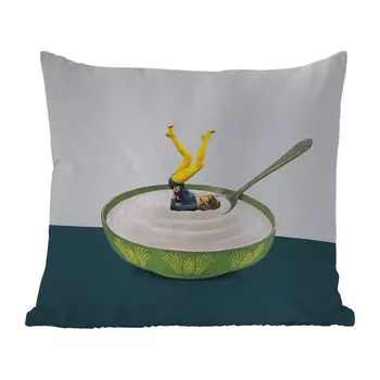 MuchoWow Уличная подушка - Йогурт - Йога - Ретро - 45x45 см - Устойчивость к атмосферным воздействиям - Подушка для отдыха - Чехлы для подушек - Декоративные чехлы для подушек - Декоративные чехлы для подушек, мультиколор