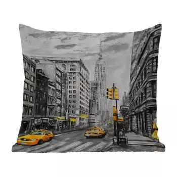 MuchoWow Уличная подушка - Картина - Город - Автомобиль - Желтый - 60x60 см - Устойчивость к атмосферным воздействиям - Подушка для отдыха - Чехлы для подушек - Декоративные чехлы для подушек - Декоративные чехлы для подушек, мультиколор