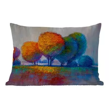 MuchoWow Уличная подушка - Картина - Картина маслом - Природа - Деревья - 60x40 см - Устойчивость к атмосферным воздействиям - Подушка для отдыха - Чехлы для подушек - Декоративные чехлы для подушек - Декоративные чехлы для подушек, мультиколор