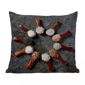 MuchoWow Уличная подушка - Ложки - Травы - Специи - Кухня - Промышленная - 60x60 см - Устойчивость к атмосферным воздействиям - Подушки для отдыха - Чехлы для подушек - Декоративные чехлы для подушек - Декоративные чехлы для подушек, мультиколор