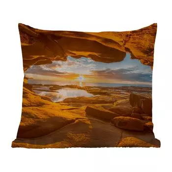 MuchoWow Уличная подушка - Пещера - Море - Горизонт - Закат - 60x60 см - Устойчивость к атмосферным воздействиям - Подушка для отдыха - Чехлы для подушек - Декоративные чехлы для подушек - Декоративные чехлы для подушек, мультиколор