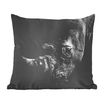 MuchoWow Животные - Носорог крупным планом на черном фоне - 45x45 см - Чехлы на подушки - Чехлы декоративные - Чехлы декоративные