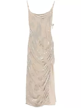 Mugler бархатное платье асимметричного кроя, нейтральный