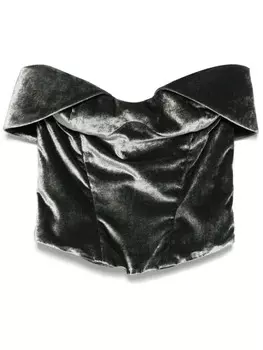 Mugler бархатный топ-корсет, серый