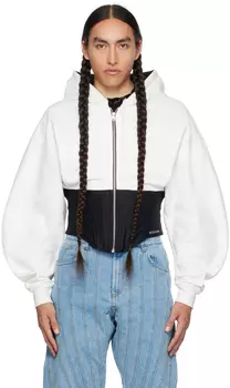 Mugler Бело-черное худи на молнии