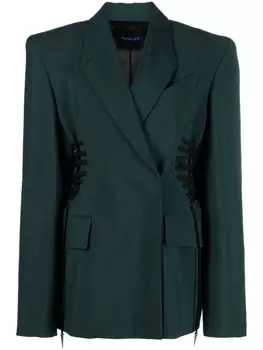 Mugler блейзер с кулиской, зеленый