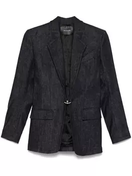 Mugler блейзер строгого кроя с металлическим декором, синий