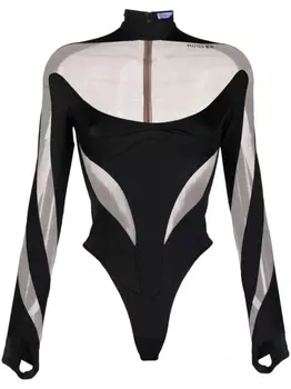 Mugler боди Illusion, черный