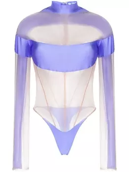 Mugler боди Illusion со вставками, нейтральный цвет