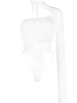 Mugler боди на одно плечо, белый