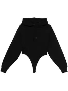 Mugler боди с капюшоном, черный