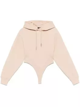 Mugler боди с капюшоном, нейтральный цвет