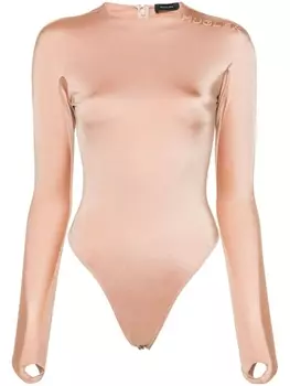 Mugler боди с логотипом, нейтральный цвет