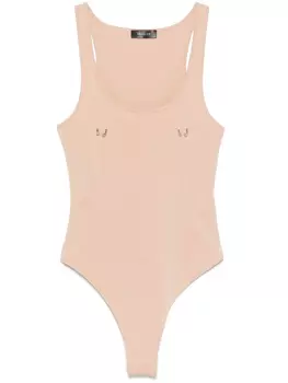 Mugler боди с металлическим носком, нейтральный цвет