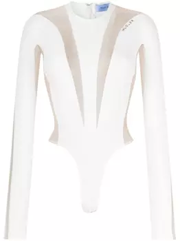 Mugler боди с прозрачными вставками, белый
