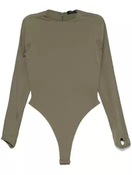 Mugler боди с тисненым логотипом, зеленый