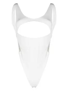 Mugler боди с U-образным вырезом, белый