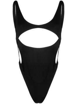 Mugler боди с U-образным вырезом, черный